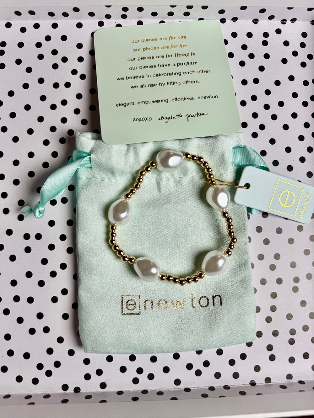 Enewton Admire Pearl Gold Beaded Large Pearl Bracelet New